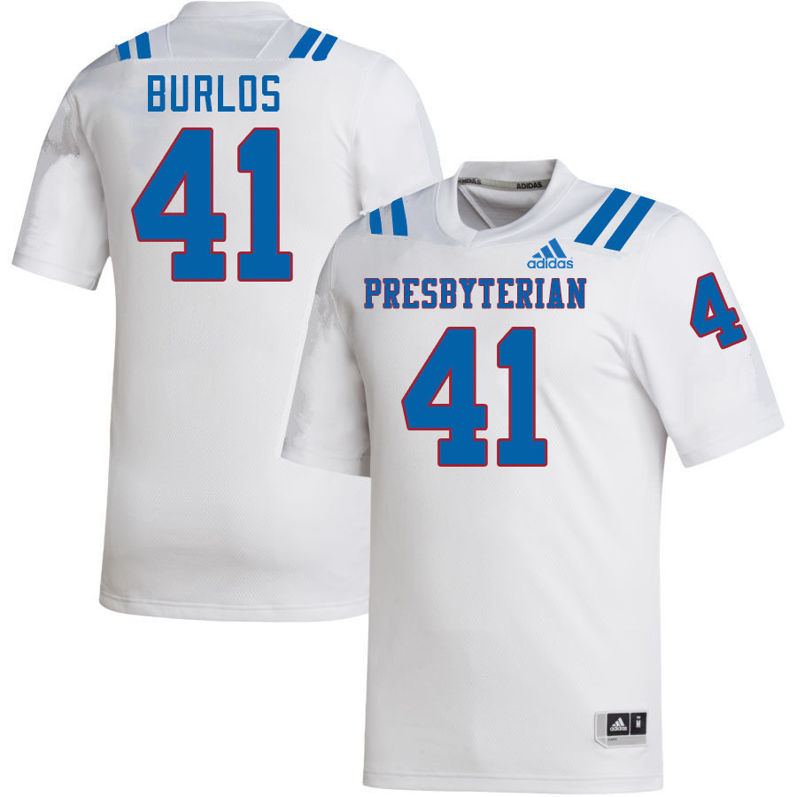 Men-Youth #41 Panos Burlos Presbyterian Blue Hose 2023 College Football Jerseys Stitched-White